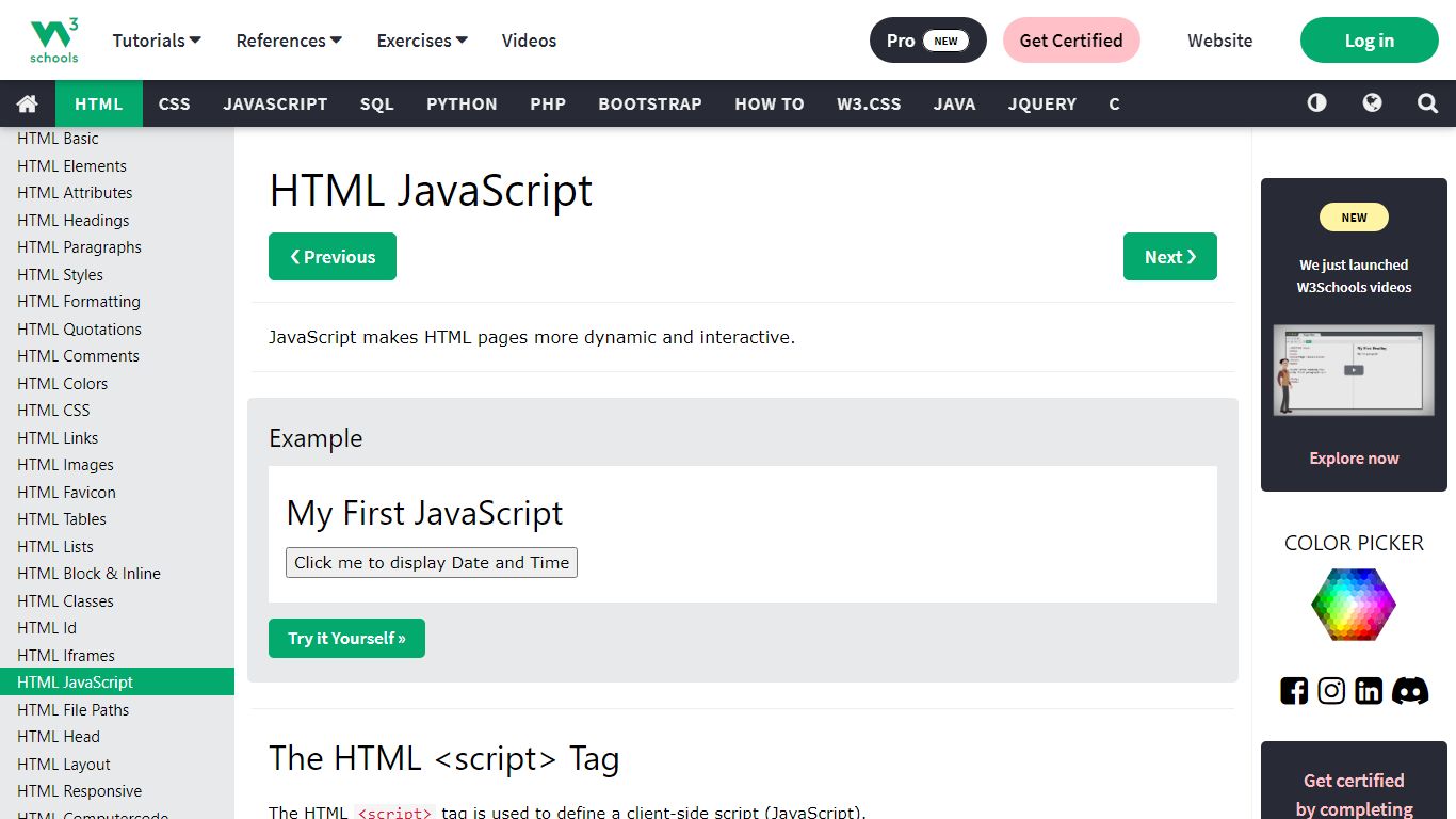 HTML JavaScript - W3Schools